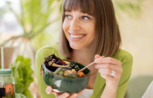 Healthy woman enjoying a nutritious meal